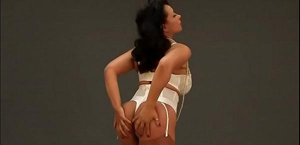  Danica Collins (Donna Ambrose) in silk lingerie striptease